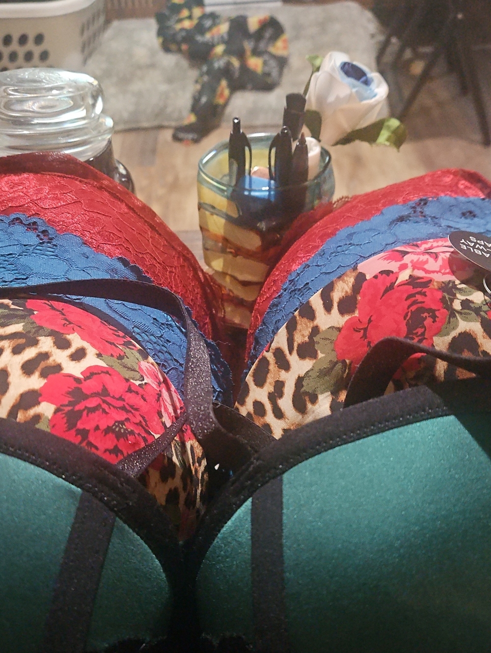 torrid Emerald, Red, Blue & Leopard Floral Lace Push-Up Bra